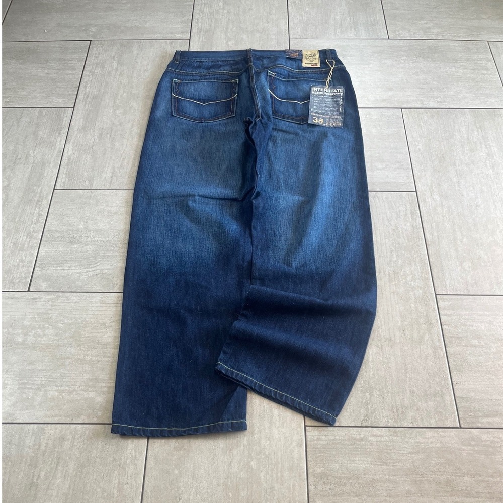 Interstate Kleidungsfirma Baggy Wide Leg Denim Jeans Dark Wash Mens Size 38